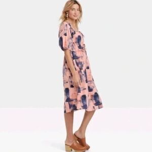 Universal Thread Brush Print Puff Sleeve Dress
